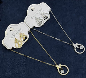 Open Circle Butterfly &amp; Solitaire Set