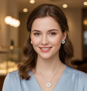 Open Halo Circle Pave Jewelry Set
