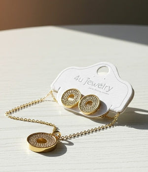 Open Halo Circle Pave Jewelry Set
