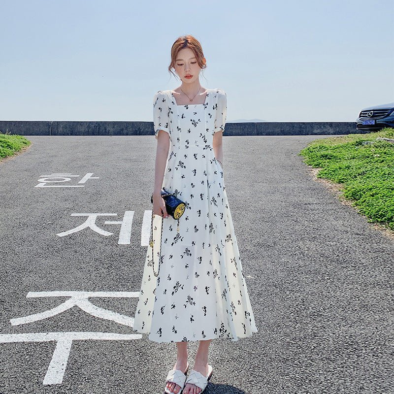 Pastoral-style White Floral-print Dress